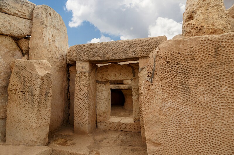The Hagar Qim temple is made from several megaliths that weigh nearly 20 tons.