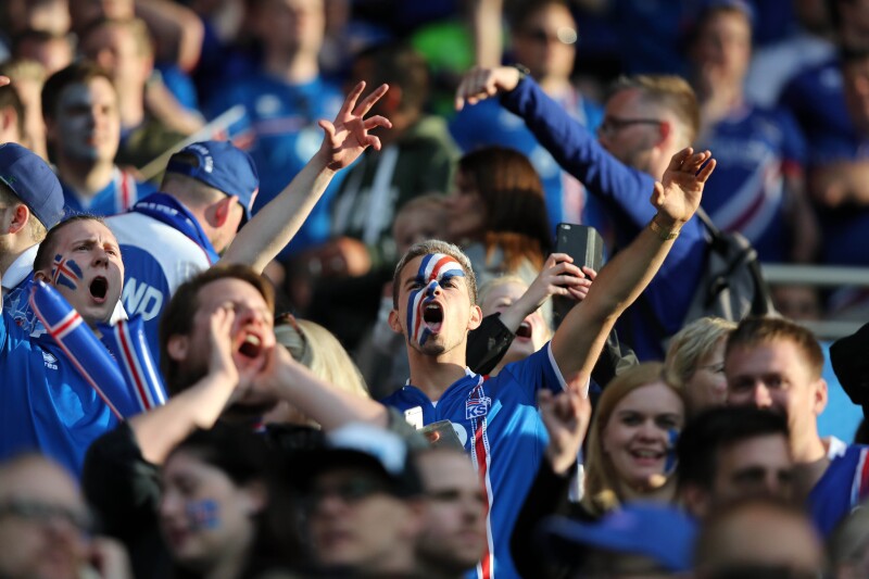 Iceland fans during the first game of their unexpected winning streak during the 2016 EuroCup.