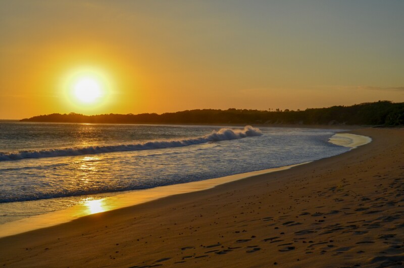 Sunset at people-free beach