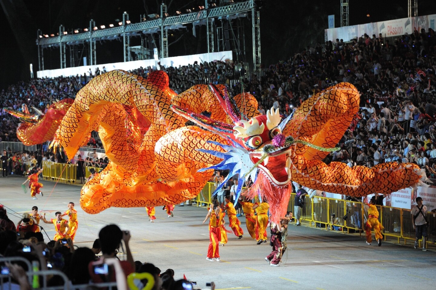 A golden dragon at Singapore's annual Chinese New Year Parade