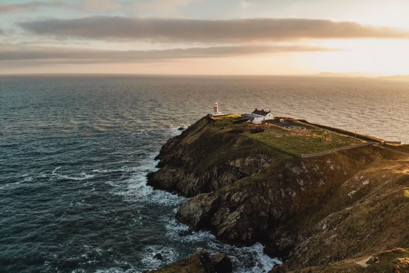 Howth Beacon on a seaside cliff outside of Dublin, Ireland