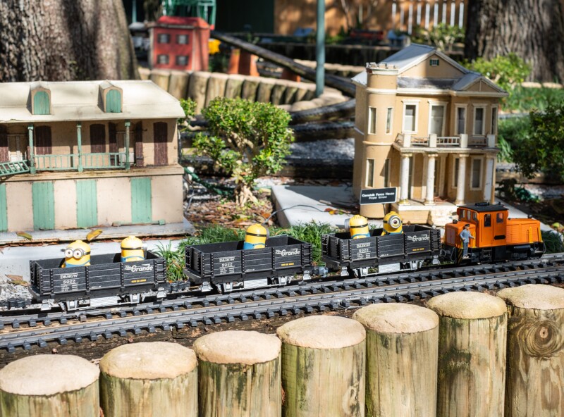 Small model train on tracks in Train Garden