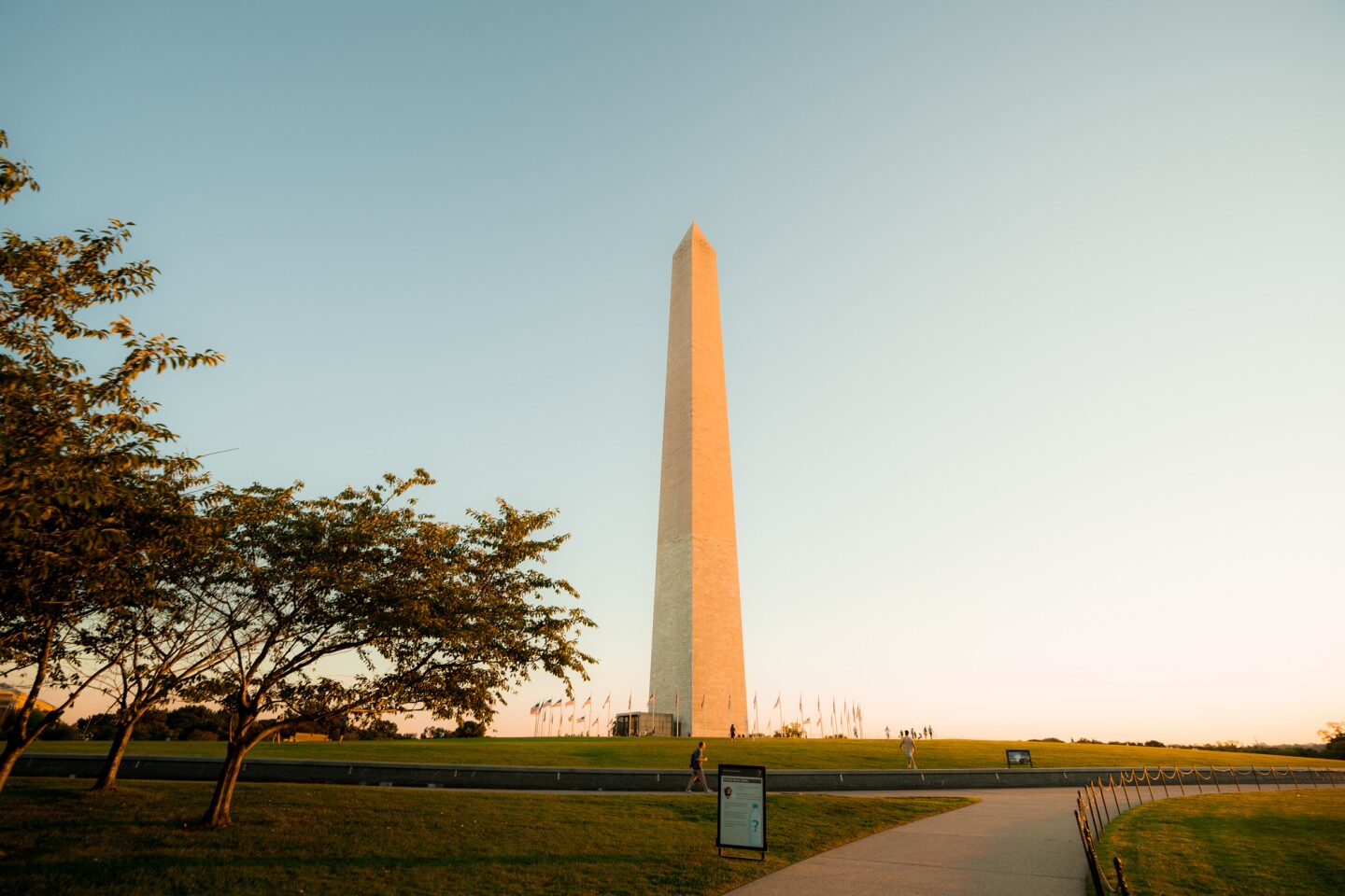 The Washington Monument at sunset.