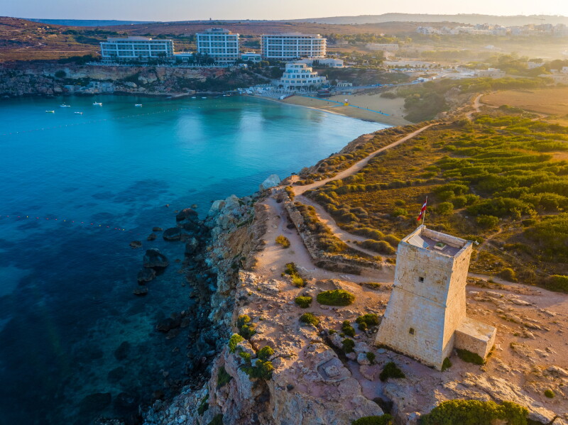 Coastal trails and sandy beaches surround the Radisson Blu Resort & Spa, Malta Golden Sands.