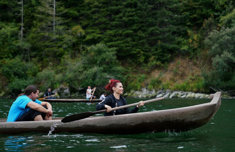 The hand-dug canoe used by the Yurok Tribe.