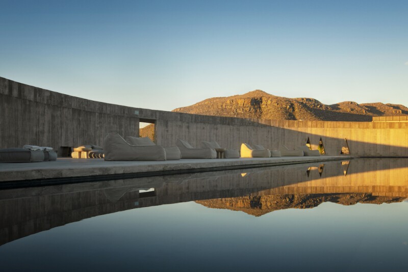 The half-moon pool at Paradero Todos Santos has views of high-desert mountains and Las Palmas Beach.