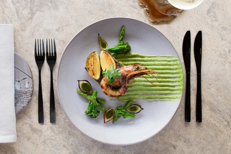 Dinner setting: Food on a plate