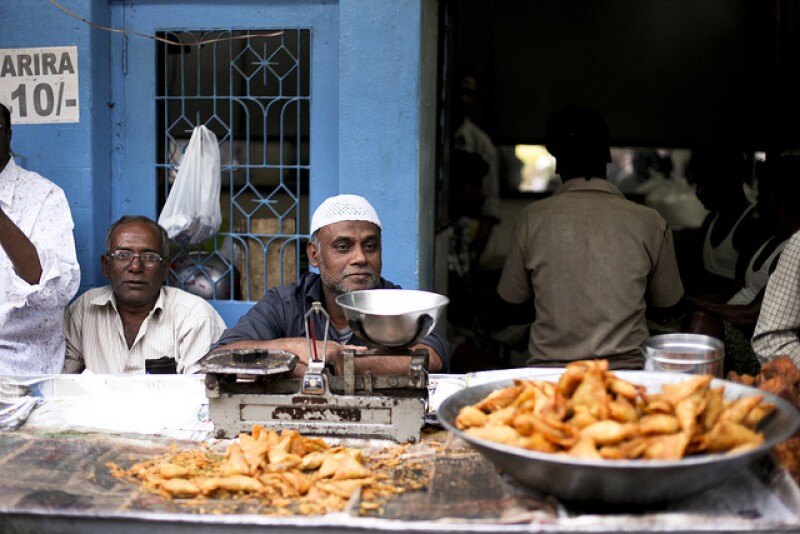 Hot samosas in Bangalore.