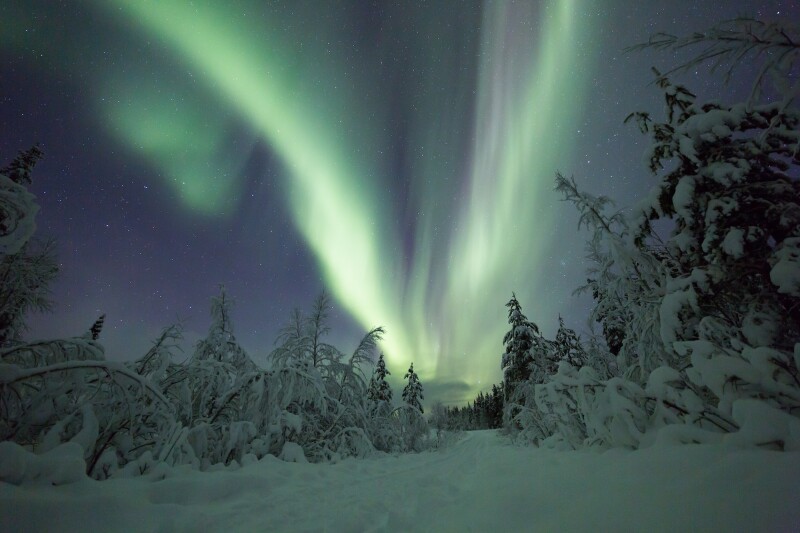 The Northern Lights are visible on about 200 nights a year in Finnish Lapland.