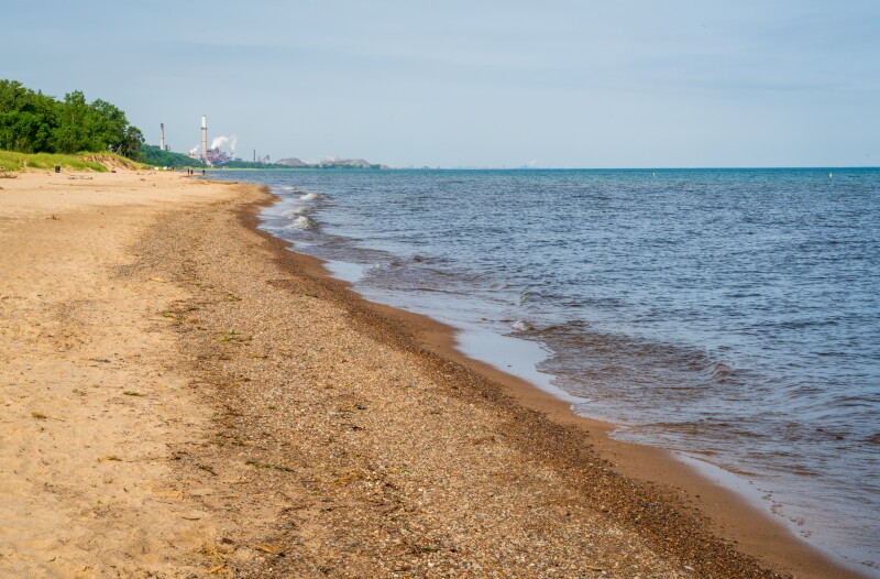 The coastline at Indiana Dunes National Park on the Great Lakes