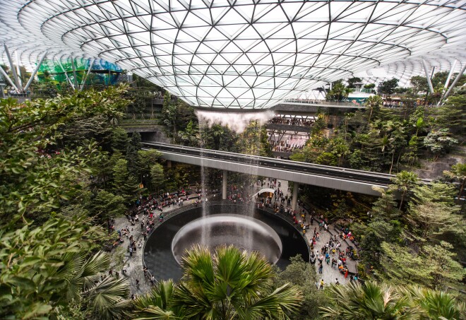 Back on top for the 13th time is Singapore's Changi Airport, a favorite for the world's tallest indoor waterfall