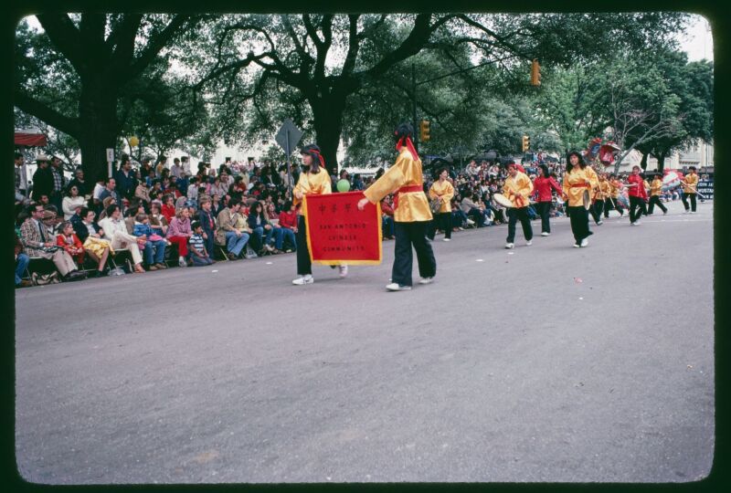 The San Antonio Chinese Community's display at the city's 1982 Battle of Flowers Parade.