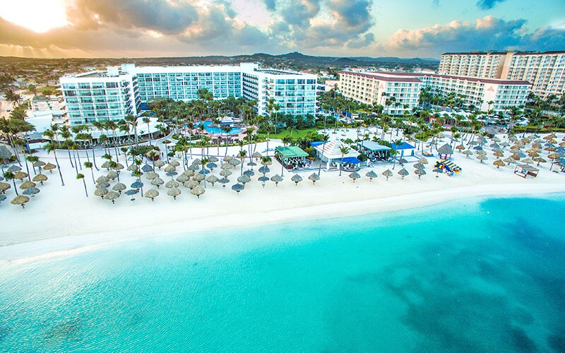 The sprawling Aruba Marriott is home to the island’s largest casino and spa.