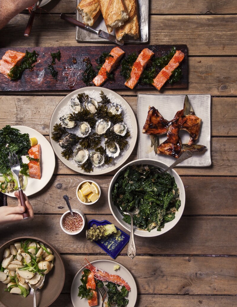 Locally foraged ingredients and products grown at small farms come together for a casual feast.