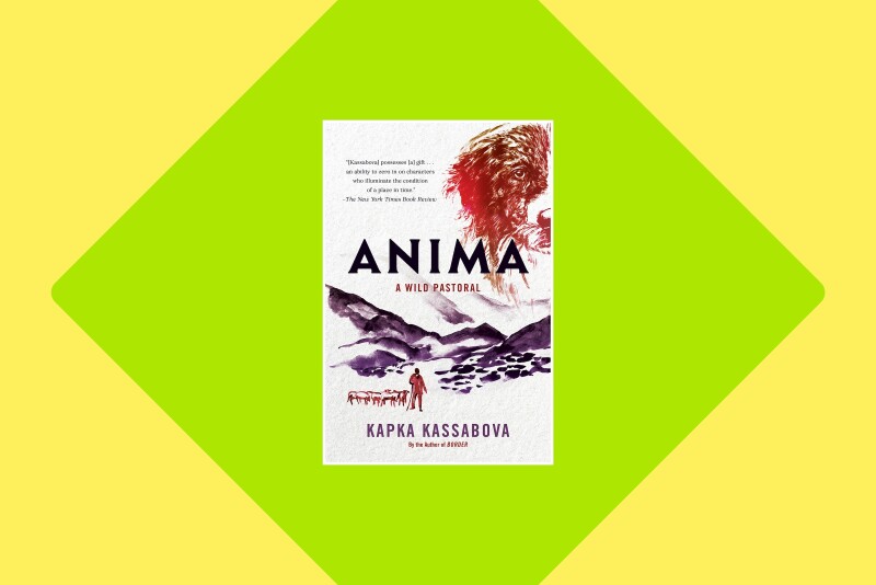 Cover of "Anima": drawing of dog's head in red (upper right) and scene of shepherd with animals in mountains