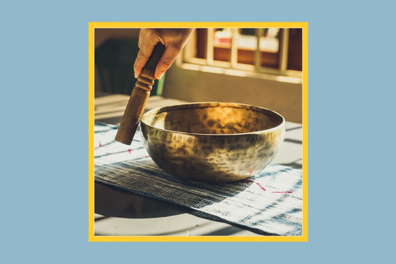 A playlist of calming sounds like singing bowls helps create the ambience of a wellness retreat.