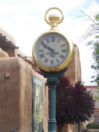 Spies actually used this clock in Santa Fe's plaza to synchronize their watches for meet-ups.