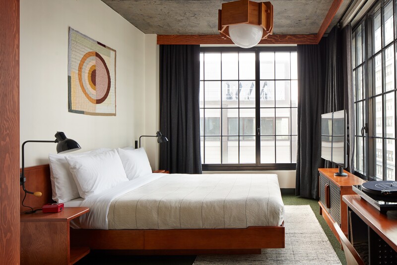 Interior of guest room at the Ace Hotel Brooklyn