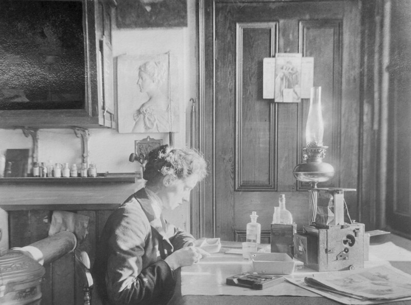 Lilian Bland working in her study