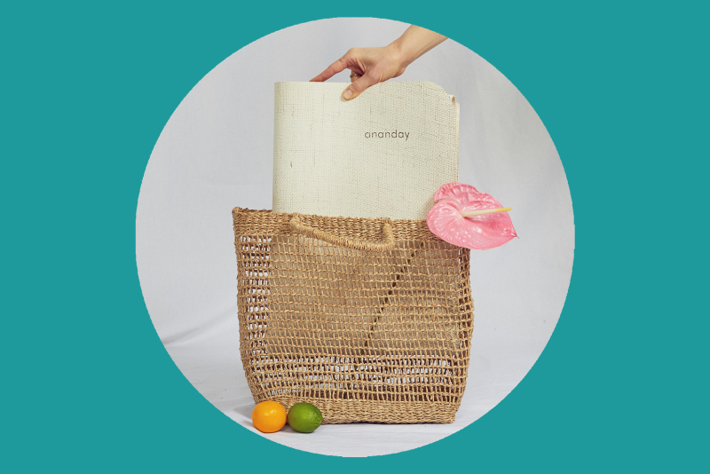 Instead of plastic, Ananday makes its travel yoga mat with biodegradable jute and rubber.