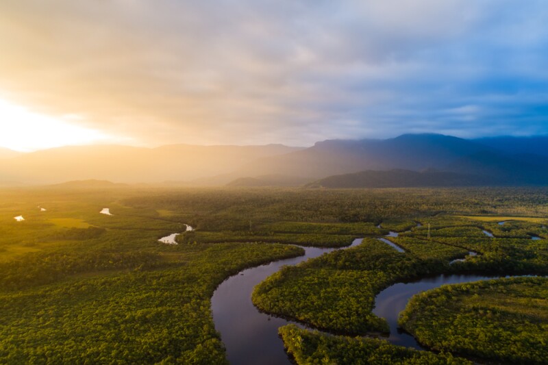 Winding river in the Amazon rain forest