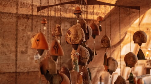 windchime made from clay bells.
