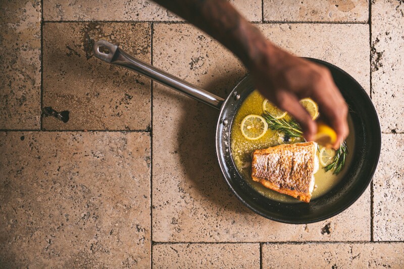 Pan seared and dressed in lemon sauce, the red snapper at Serafina is a favorite local dish.