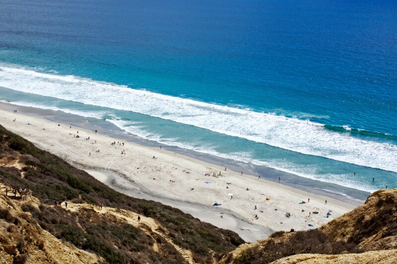 A San Diego beach viewed from top of cliff