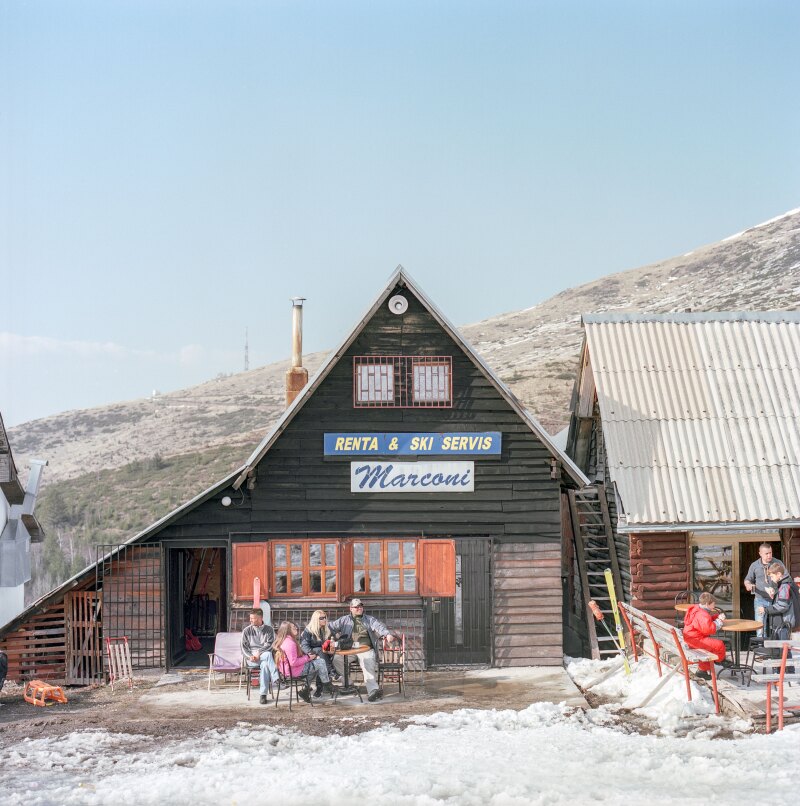 A rental shop at the base of Brezovica Ski Resort, in the Šar Mountains, Kosovo
