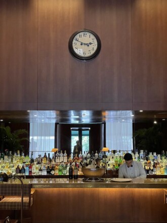 It's happy hour somewhere: a bartender preps at the Hotel Fasano.