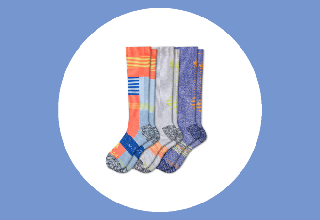 The Bombas women’s compression socks come in three sizes.