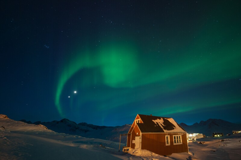 Even though the Northern Lights occur year-round in Greenland, they can’t be seen during summer due to the midnight sun.