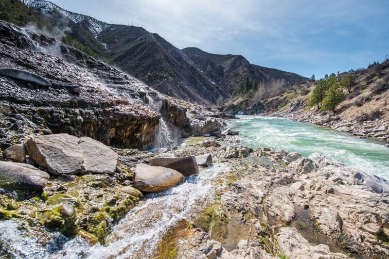 Camp in Sawtooth National Forest and take a pre-bed soak in Kirkham Hot Springs.