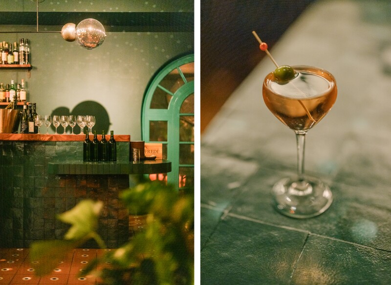 The bar and a drink at Bar Chelou in Padadena