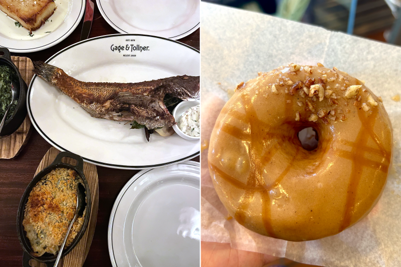Gage & Tollner whole fish and a doughnut from Fan Fan Doughnuts