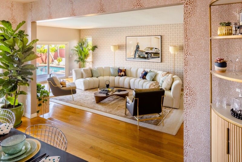 The couch in the Airbnb is very similar to the one Rae actually owns at her own home.