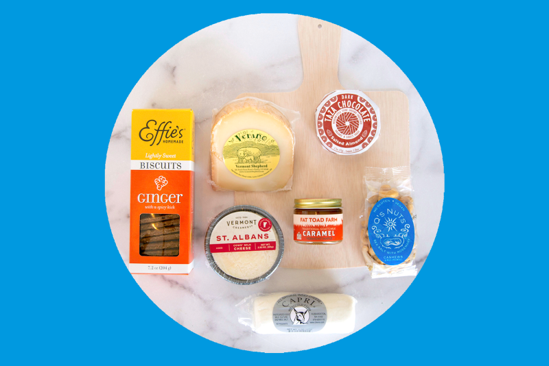 Cheese and snacks included in the Wanderlust cheeseboard kit