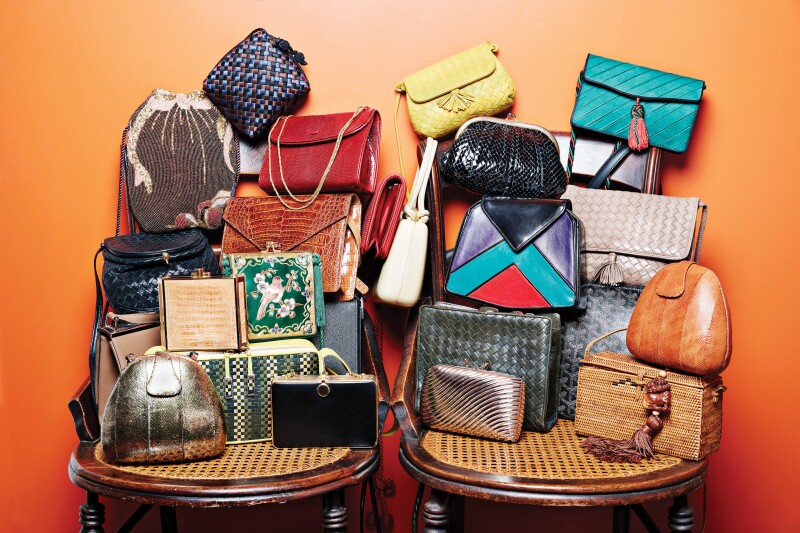 Iris’s closet also holds a variety of purses and handbags collected during her years of travel.