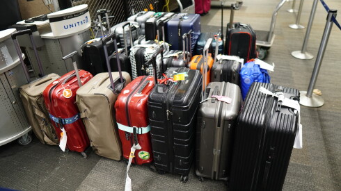 San Francisco, California, USA. May 10, 2023. Unclaimed luggage at in an airport terminal.