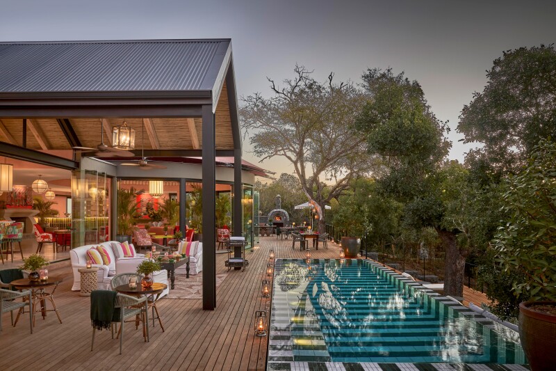 The pool lounge at Masiya's Camp faces the surrounding bushveld.