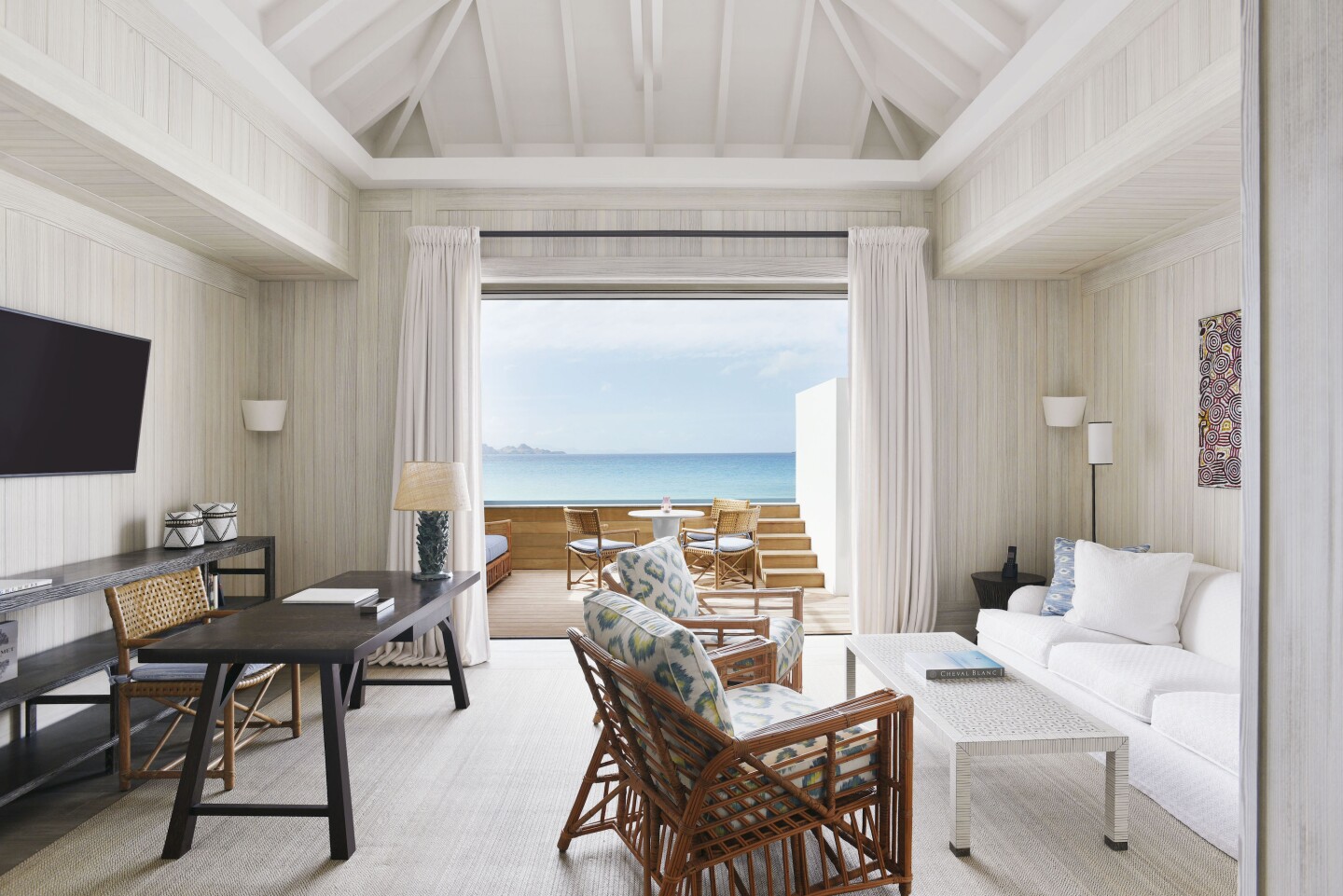 In 2023 Cheval Blanc has a crisp, airy new look, with beach suites (pictured) offering sea views.