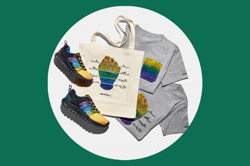 In addition to trail runners, the collection also features tote bags and T-shirts with Dunston’s designs.