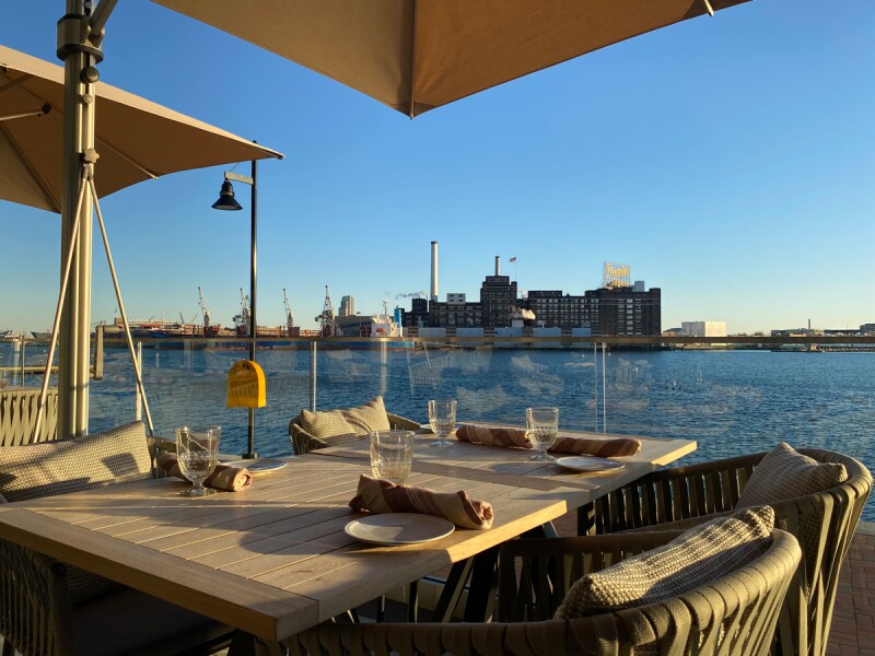 A table with a view at the Canopy by Hilton Baltimore Harbor Point