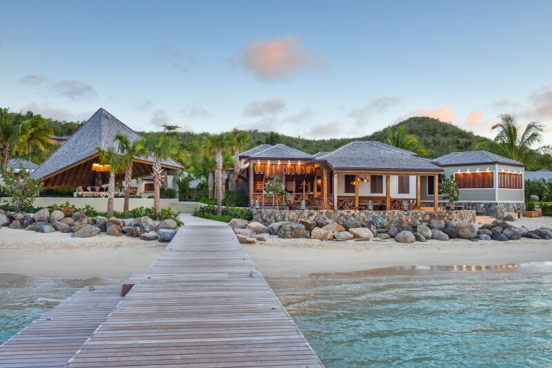The dock at Rosewood Little Dix Bay.