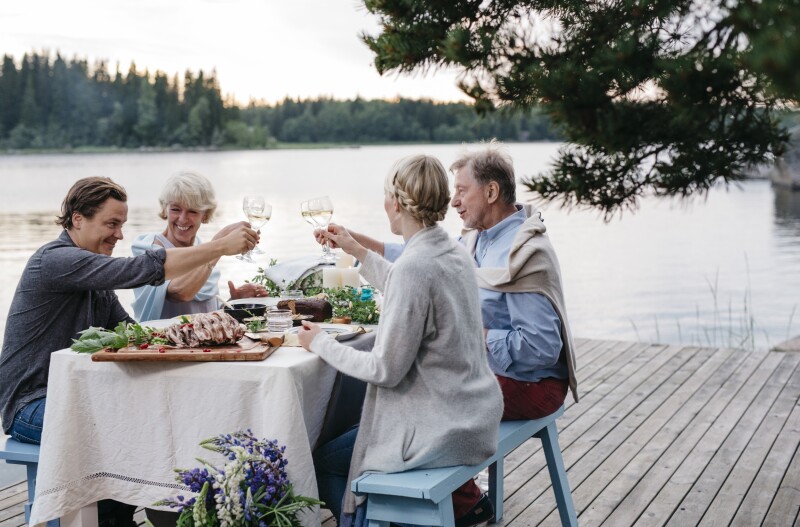 Dining lakeside in Finland