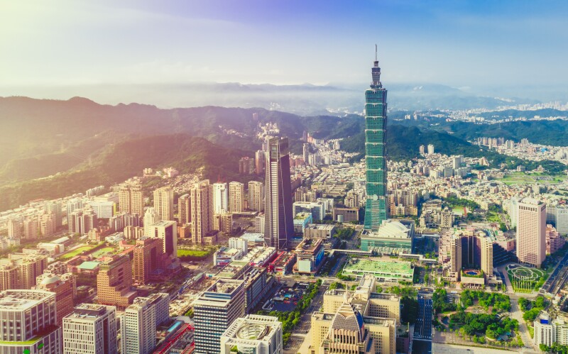 Overhead view of city in Taiwan
