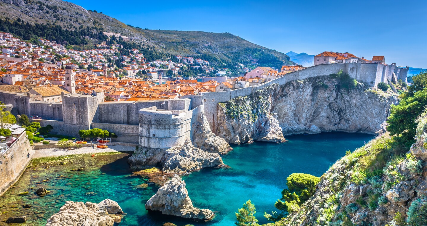 Dubrovnik landscape. / Aerial view at famous european travel destination in Croatia, Dubrovnik old town.
