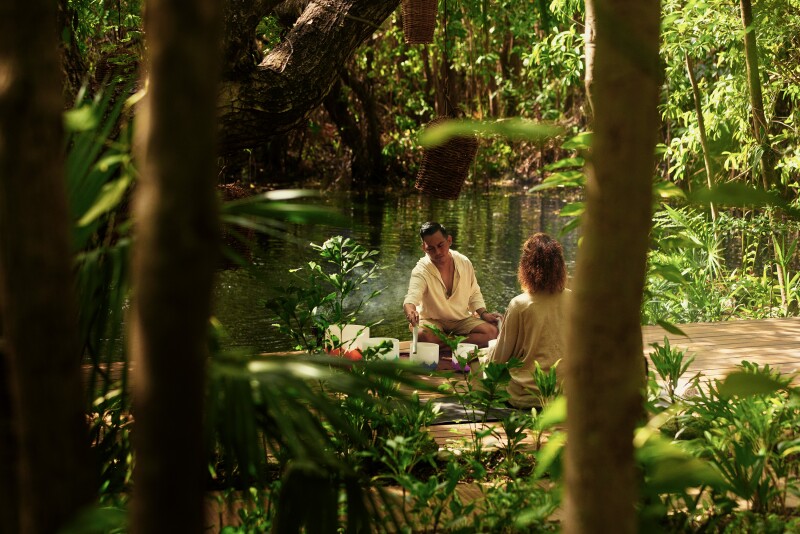 Sound bath ritual at the Sense spa.