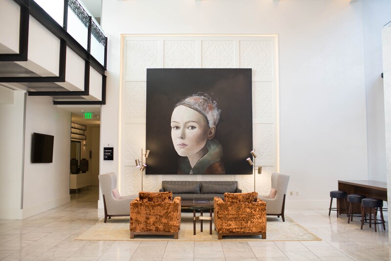 Fontaine guests feel transported to Spain thanks to the hotel lobby’s tiled floors, Renaissance paintings, and Murano chandelier.
