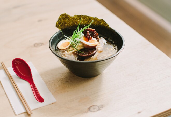 Ramen at Rising Sun Workshop, restaurant and motorcycle workshop in Sydney, Australia.